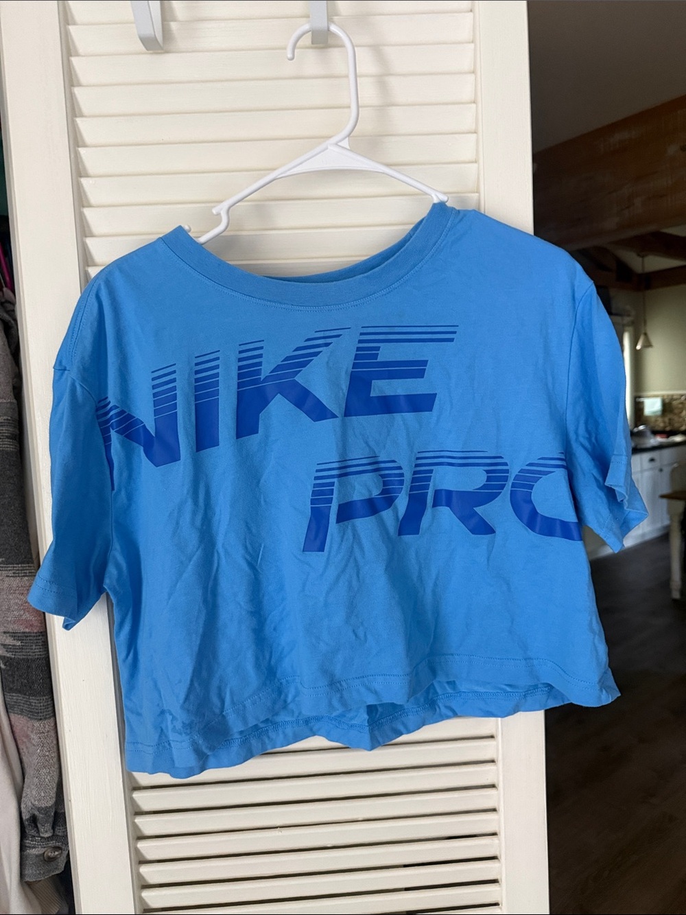 Nike Blue Crop Tee with Navy Logo